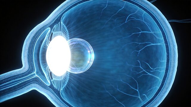 Intraocular Lens Implant IOL Cataract Lens Replacement 3D Medical Illustration
