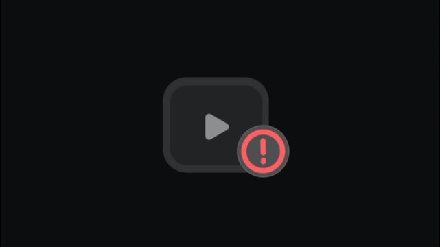 Video player icon with a red warning exclamation mark symbol