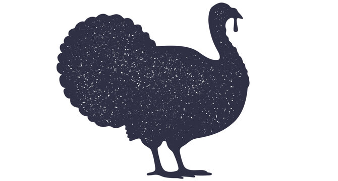 Turkey bird silhouette. Graphic design thanksgiving day, holiday silhouette shape. Turkey poster, banner print template, art turkey symbol icon badge, mark element. Vector Illustration