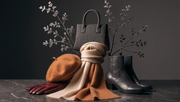 Stylish autumn fashion accessories set