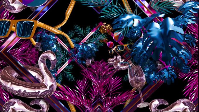 Tropical Beach Party Motion Graphic Visual Show Loop