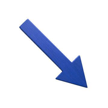 3D downward blue arrow symbol isolated on white background