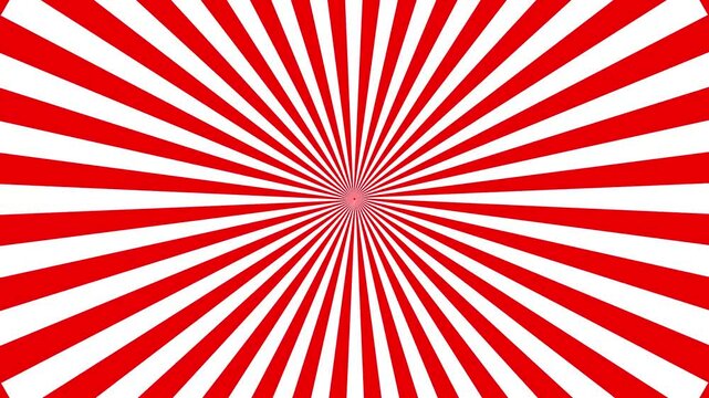 Red and white sunburst radial background, animation, retro comic, book style, pattern