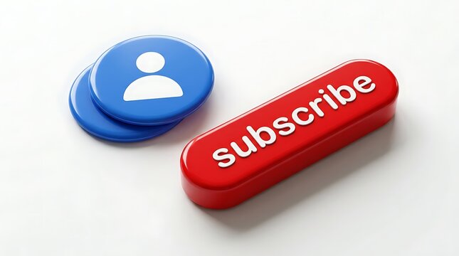 Modern subscribe button with user icon in blue and red, perfect for social media, websites, and digital engagement campaigns.