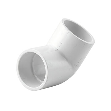 White plastic elbow pipe fitting isolated on transparent background