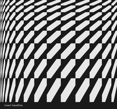 Abstract geometric pattern of alternating elements. Transition and curvature effects. Vector for brochure, poster, cover, card, presentation, flyer or banner.