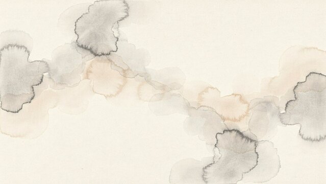 background Minimalist watercolor abstract background with soft ink washes, elegant neutral beige and grey fluid paint textures, artistic hand-painted paper for wedding invitations and branding