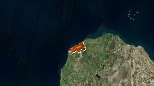 Liberia country location highlighted on satellite earth map globe animation for travel geography video motion footage