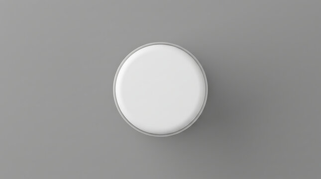 Minimalist White Cosmetic Roll-On Bottle Top View Isolated On Grey Background