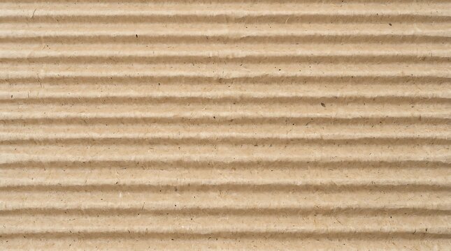 Textured light brown corrugated cardboard paper surface showing detailed horizontal parallel ridges and rustic recycled fibers