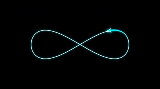 Dark Cyan Infinity Arrow Crossing Loop Animation on Black Background