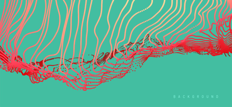 Dynamic particles. Abstract background. Grid. Illustration for brochure, poster, cover, presentation, flyer or banner.