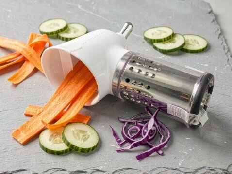 Vegetable Slicer Tool with Carrots and Cucumbers