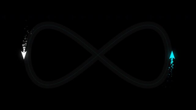 Dark Infinity Arrow Loop Animation with Subtle Blue Glow on Black