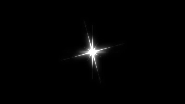 Shiny twinkle glitter stars, blinking light effect transparent background, glowing cartoon white star animation, tinkling star motion graphics effects, black screen background loop. 4K video stars