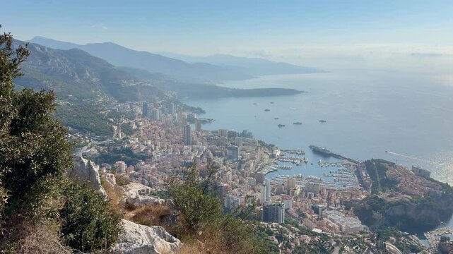 Panoramic view of Monaco and Monte Carlo. Aerial view.