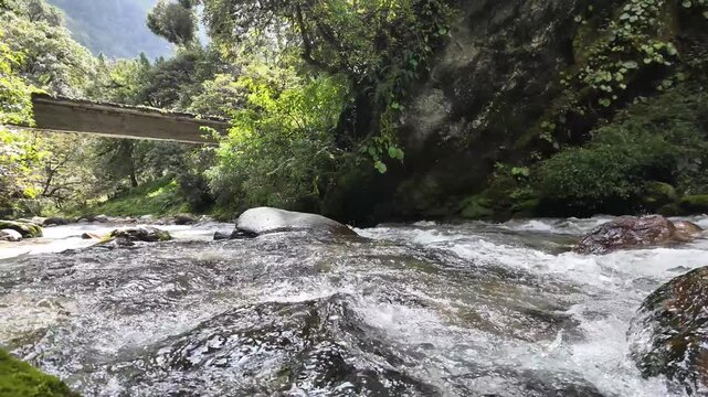 Neel Ganga River Crossing Below Ranakdhar on Bedni Bugyal Trek, Uttarakhand