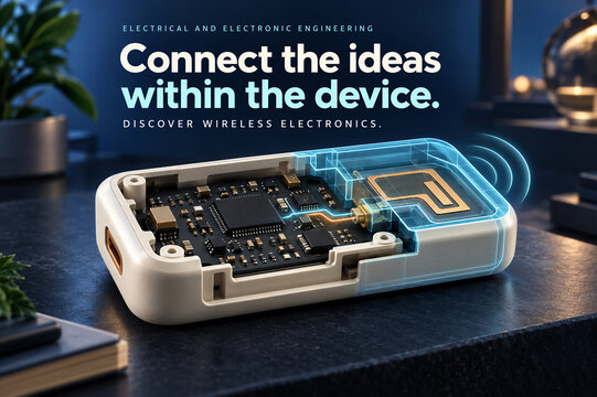 Wireless Electronic Module with Antenna Overlay - Electronic Engineering Poster