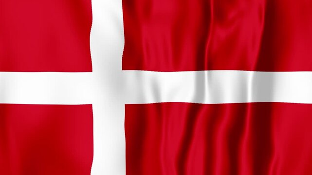 Close-Up Animation of the Danish National Flag Waving