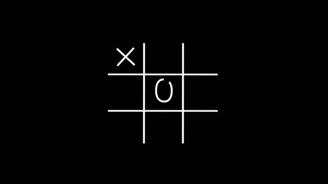 Logical thinking concept.  Tic-tac-toe, noughts and crosses or Xs and Os, is a game for two players, X and O, who take turns marking the spaces in a 3&times;3 grid. Dark background. Logical thinking concept