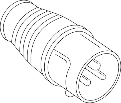 Industrial Plug Outline Icon Illustration on White Background