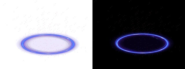 Blue glowing magic portal ring with sparkling particles isolated on transparent background © Vc