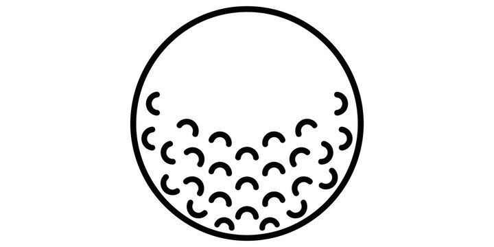 Minimalist golf ball icon with dimple pattern for sports design and club branding assets.