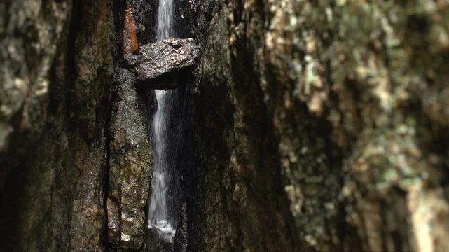 Waterfall between rock formations
