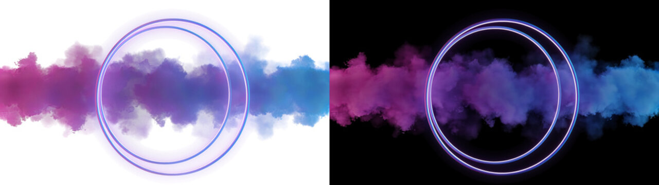 Abstract watercolor splash with glowing concentric circles on transparent background effect luminescent texture gradient