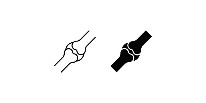 Human bone joint anatomy icons in outline and solid styles for orthopedic medical and health science education.