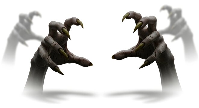 Two shadowy figures face each other in a dynamic martial arts pose against a clean white background