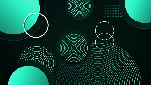Abstract dark background with concentric circles and gradient geometric modern design animation