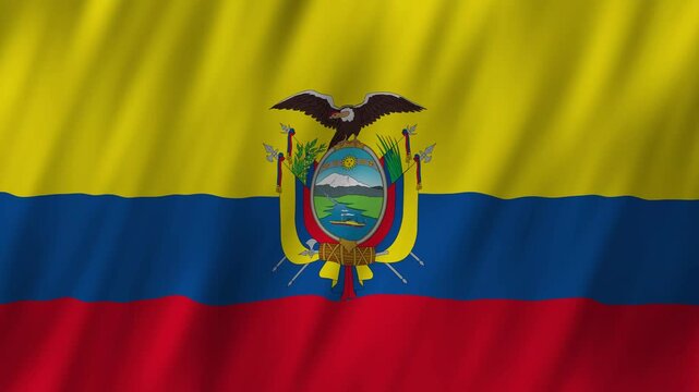 Ecuador flag waving in the wind 4K animation background