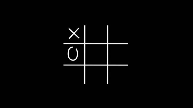 Logical thinking concept.  Tic-tac-toe, noughts and crosses or Xs and Os, is a game for two players, X and O, who take turns marking the spaces in a 3&times;3 grid. Dark background. Logical thinking concept