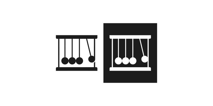 Newtons cradle kinetic energy physics experiment icons for science and momentum concepts.