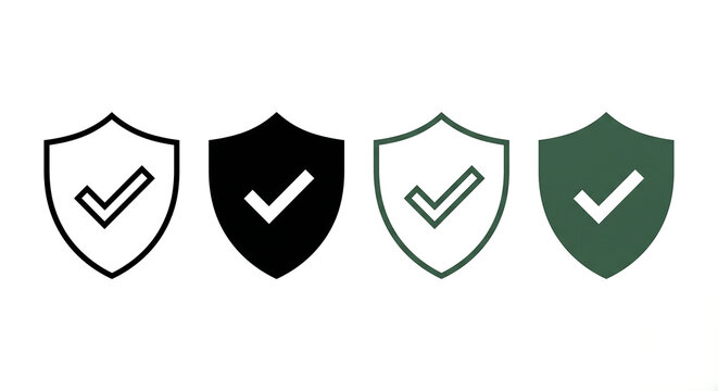 sheild tick icon set, sheild verified icon , insurance and protection concept. Concept of security verify.
