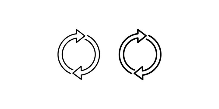 Black outline circular arrows symbol icons set for simple loading and refresh navigation.