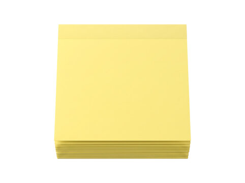 Stack of yellow sticky notes with clean lighting for office reminders and planning Isolated on transparent background