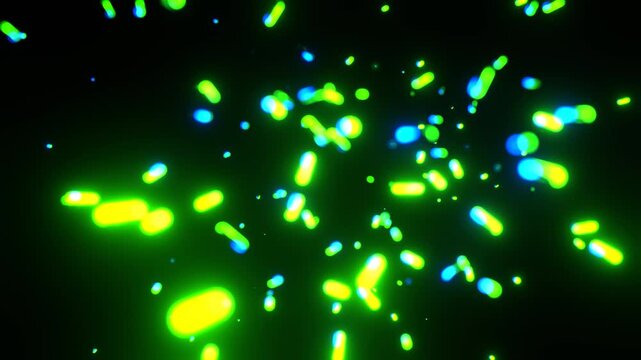 Green and Blue Neon Molecules Motion Background VJ Loop in 4K