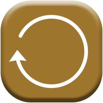 Brown reload refresh button icon, rounded square circular arrow symbol isolated on white background