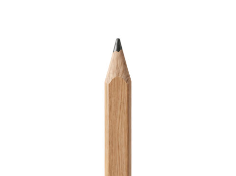 Sharpened wooden pencil tip with graphite lead close up writing and drawing instrument on transparent bg   
