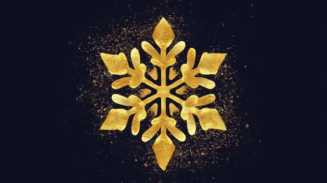 金インクが自ら描く雪の結晶 黒背景リビール動画