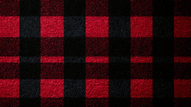 Red and black buffalo plaid pattern showcases a textured repeating textile design checkered