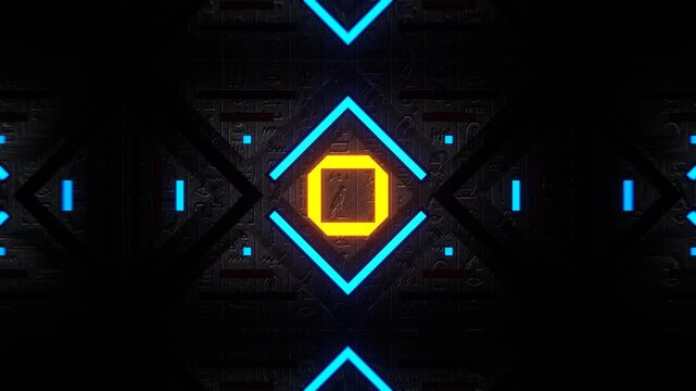 Orange and Blue Hieroglyph Strobe Wall Background VJ Loop in 4K