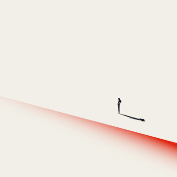 Professional business strategy and female career risk vector concept. Symbol of danger, boundary, limitation financial risk . Minimal design eps10 illustration.