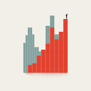 Corporate business growth vector concept. Symbol of financial success, leadership vision, market challenge strategy future . Minimal design eps10 illustration.
