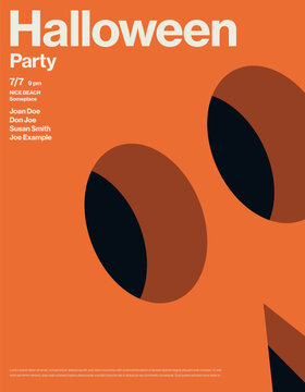 Minimalist halloween party event poster invitation concept. Symbol of spooky autumn celebration, scary festive holiday trick treat. Minimal design eps10 illustration.