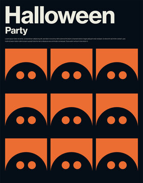 Minimal art design halloween party event poster vector concept. Symbol of scary ghost pattern, spooky festive holiday trick treat . Minimal design eps10 illustration.