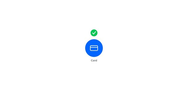 Payment method selection animation with credit card and bank icons