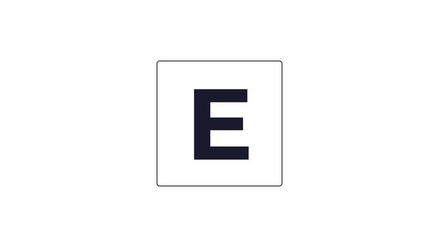 Alphabet letters in square boxes set on white background